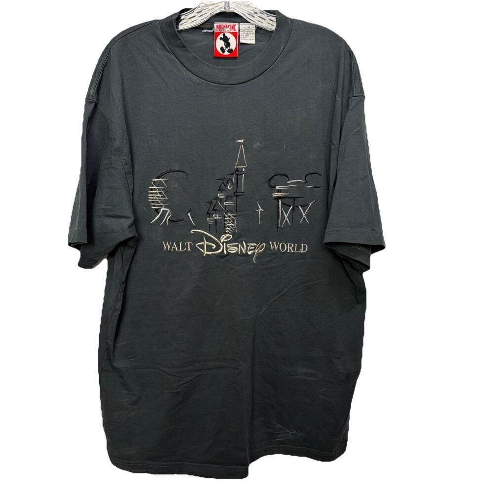 Vintage Mickey Inc Disneyland Embroidered T Shirt L/XL Walt Disney World